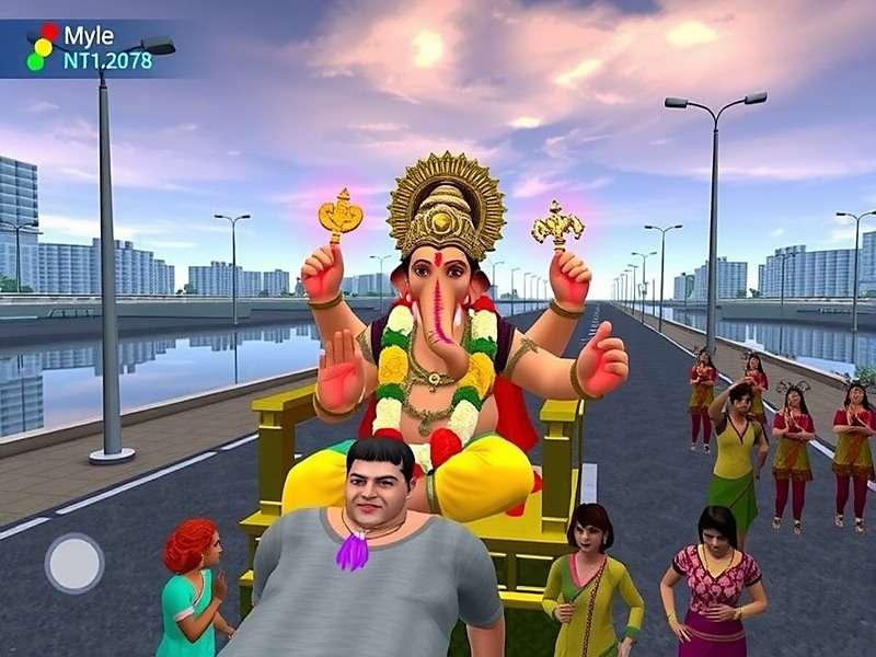 Ganesha Puja Simulator - Mumbai Cha Raja Event Ganesha Puja Simulator screenshot of Mumbai Cha Raja event with grand processions